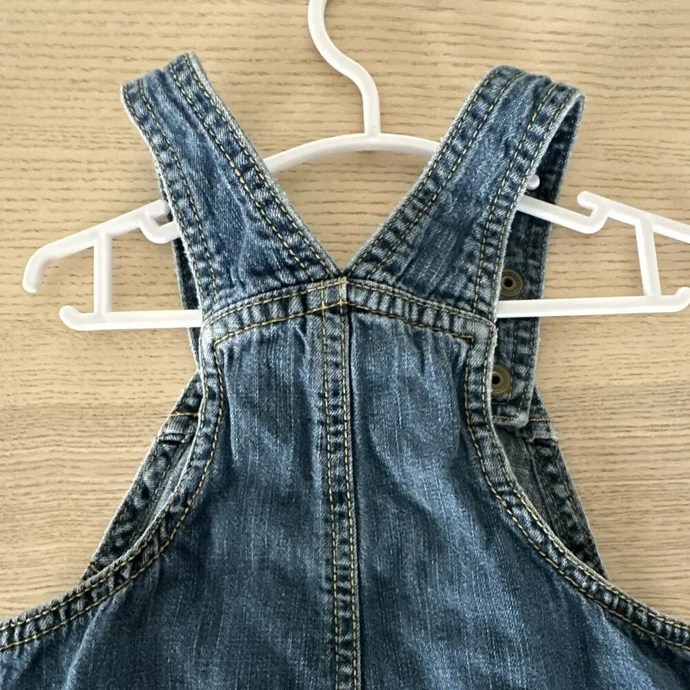 Gymboree 12-18 Months Denim Overalls Blue Elephant Embroidered Pockets